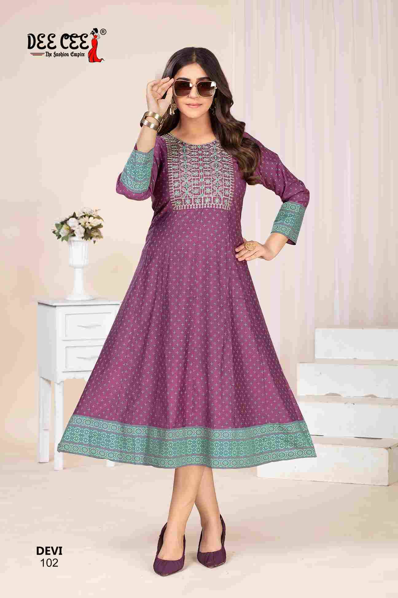 Devi By Dee Cee 101 To 106 Series Designer Stylish Fancy Colorful Beautiful Party Wear & Ethnic Wear Collection Chanderi Kurtis At Wholesale Price