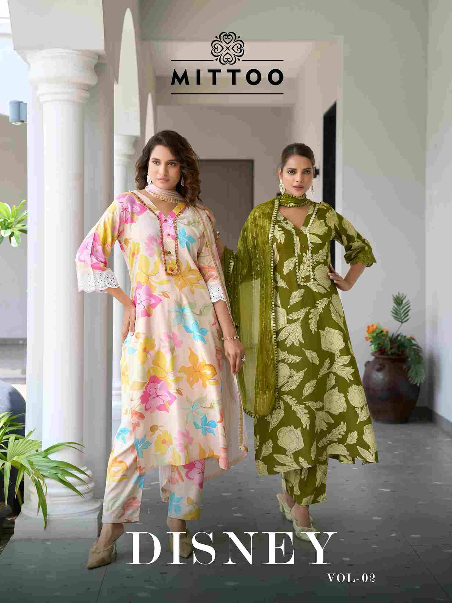 Disney Vol-2 By Mittoo 3007 To 3012 Series Beautiful Suits Colorful Stylish Fancy Casual Wear & Ethnic Wear Rayon Print Dresses At Wholesale Price