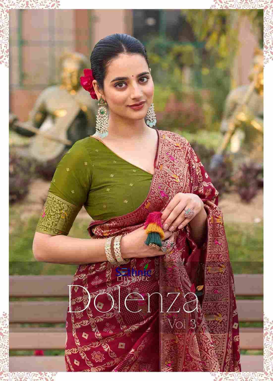 Dolenza Vol-3 By Sethnic 77011 To 77015 Series Indian Traditional Wear Collection Beautiful Stylish Fancy Colorful Party Wear & Occasional Wear Dola Silk Sarees At Wholesale Price