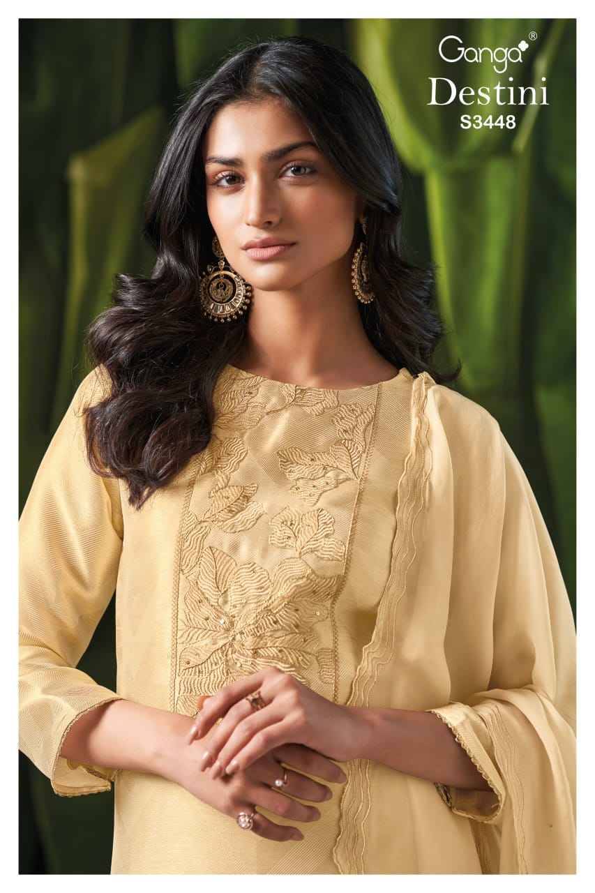 Destini-3448 By Ganga Fashion 3448-A To 3448-B Series Beautiful Festive Suits Colorful Stylish Fancy Casual Wear & Ethnic Wear Pure Bemberg Silk Dresses At Wholesale Price