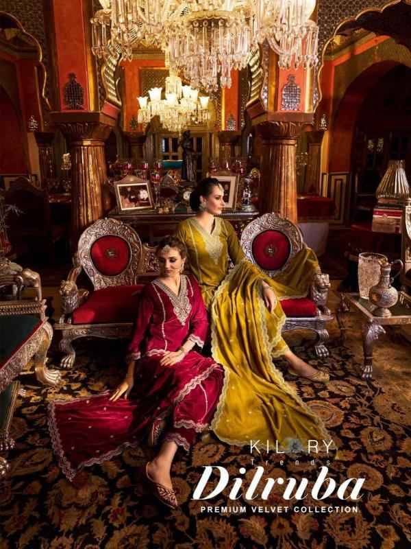 Dilruba By Kilory 1001 To 1006 Series Beautiful Festive Suits Colorful Stylish Fancy Casual Wear & Ethnic Wear Premium Velvet Dresses At Wholesale Price