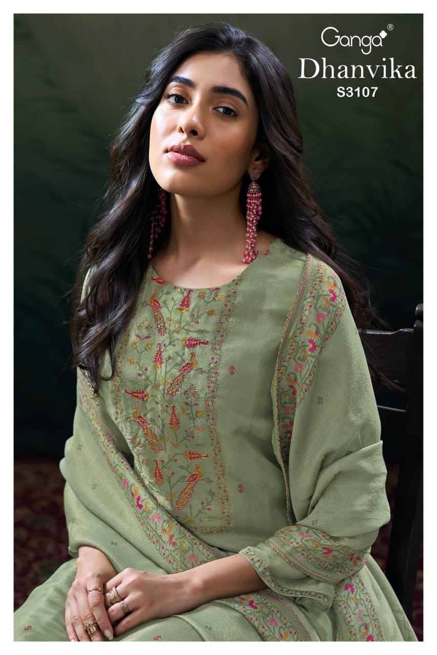 Dhanvika-3107 By Ganga Fashion 3107-A To 3107-D Series Beautiful Festive Suits Colorful Stylish Fancy Casual Wear & Ethnic Wear Premium Bemberg Silk Jacquard Dresses At Wholesale Price