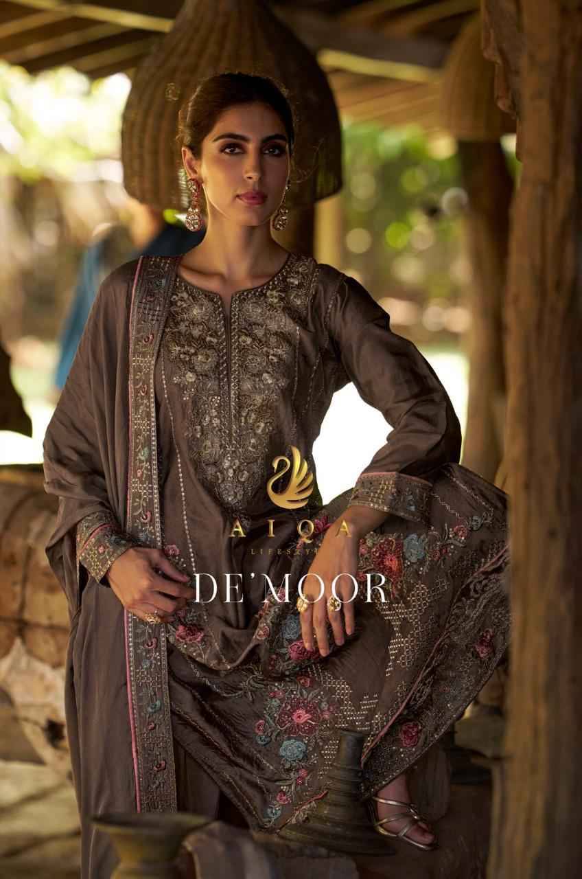 Demoor By Aiqa 1513 To 1519 Series Beautiful Festive Suits Colorful Stylish Fancy Casual Wear & Ethnic Wear Pure Russian Silk With Work Dresses At Wholesale Price