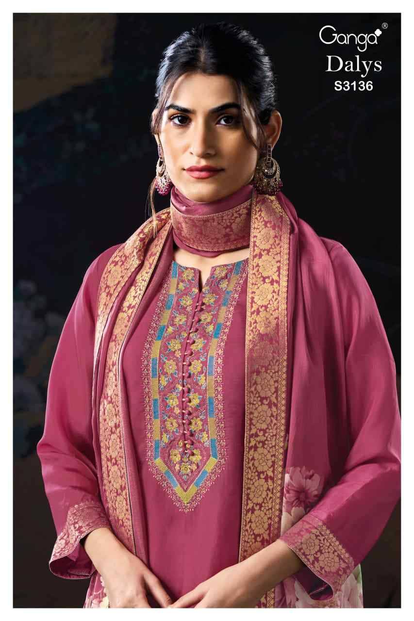 Dalys-3136 By Ganga Fashion 3136-A To 3136-B Series Beautiful Festive Suits Colorful Stylish Fancy Casual Wear & Ethnic Wear Pure Bemberg Silk Dresses At Wholesale Price