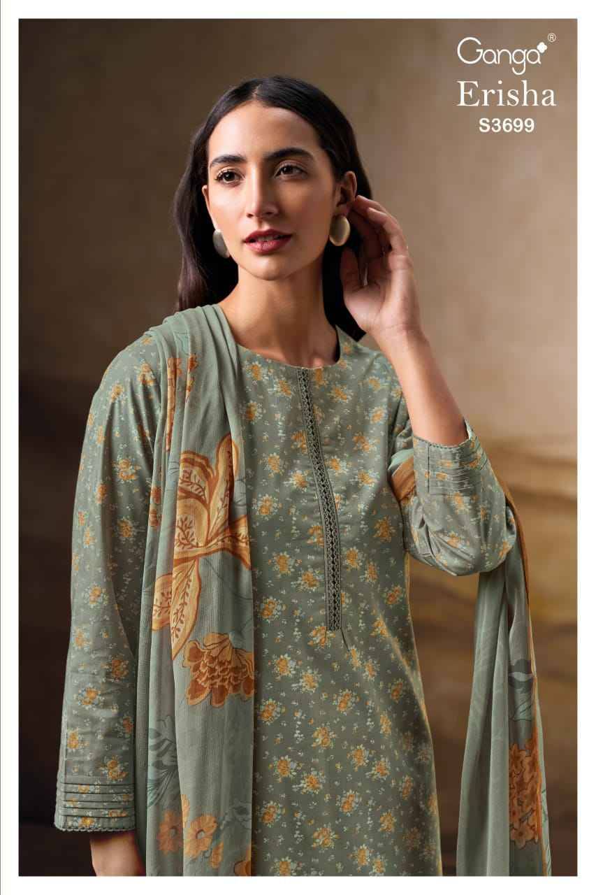 Erisha-3699 By Ganga Fashion 3699-A To 3699-D Series Beautiful Festive Suits Colorful Stylish Fancy Casual Wear & Ethnic Wear Premium Cotton Dresses At Wholesale Price