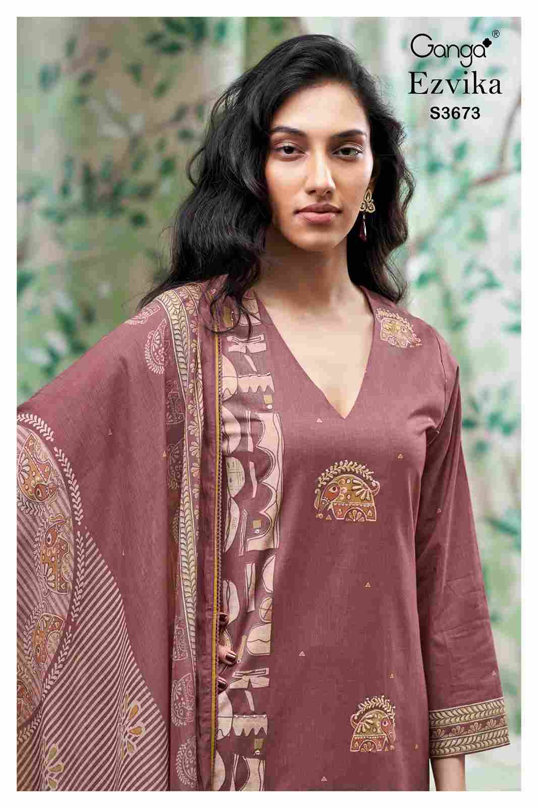 Ezvika-3673 By Ganga Fashion 3673-A To 3673-D Series Beautiful Festive Suits Colorful Stylish Fancy Casual Wear & Ethnic Wear Premium Cotton Dresses At Wholesale Price