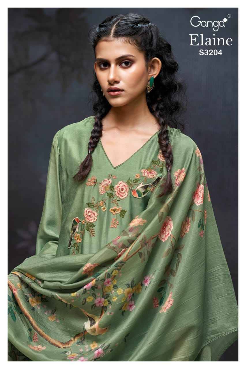 Elaine-3204 By Ganga Fashion 3204-A To 3204-D Series Beautiful Festive Suits Colorful Stylish Fancy Casual Wear & Ethnic Wear Pure Bemberg Silk Dresses At Wholesale Price