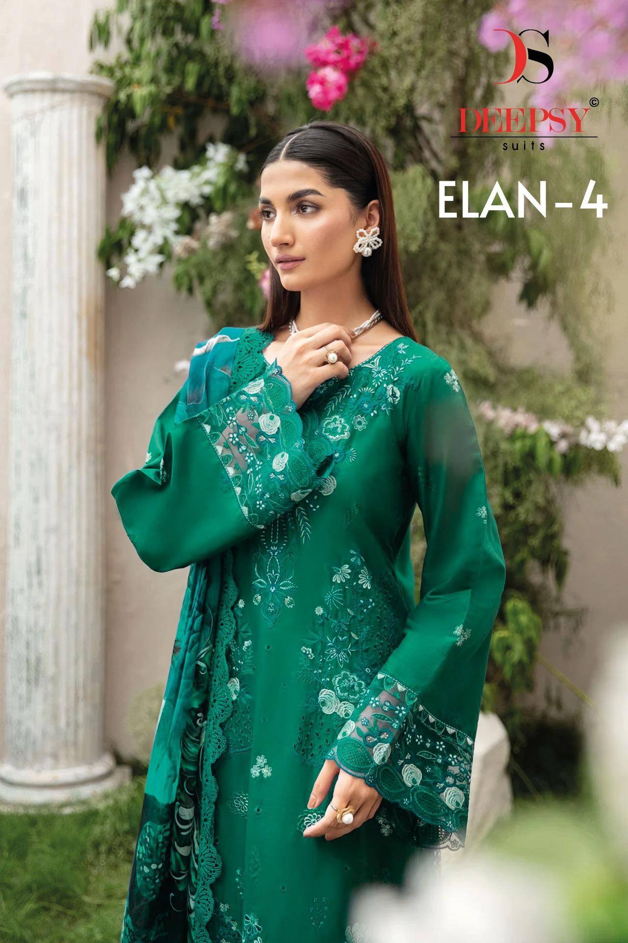 Elan Vol-4 By Deepsy Suits 1211 To 1215 Series Designer Pakistani Suits Beautiful Fancy Stylish Colorful Party Wear & Occasional Wear Pure Cotton Dresses At Wholesale Price