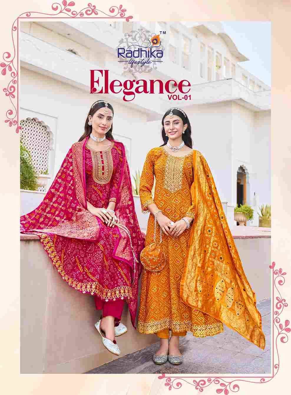 Elegance Vol-1 By Radhika Lifestyle 1001 To 1008 Series Beautiful Festive Suits Colorful Stylish Fancy Casual Wear & Ethnic Wear Rayon Print Dresses At Wholesale Price