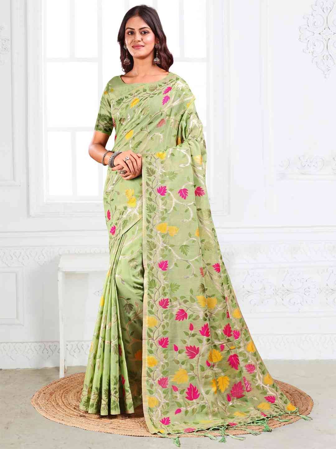 Gulbahar By Fashid Wholesale 1001 To 1006 Series Indian Traditional Wear Collection Beautiful Stylish Fancy Colorful Party Wear & Occasional Wear Linen Cotton Sarees At Wholesale Price