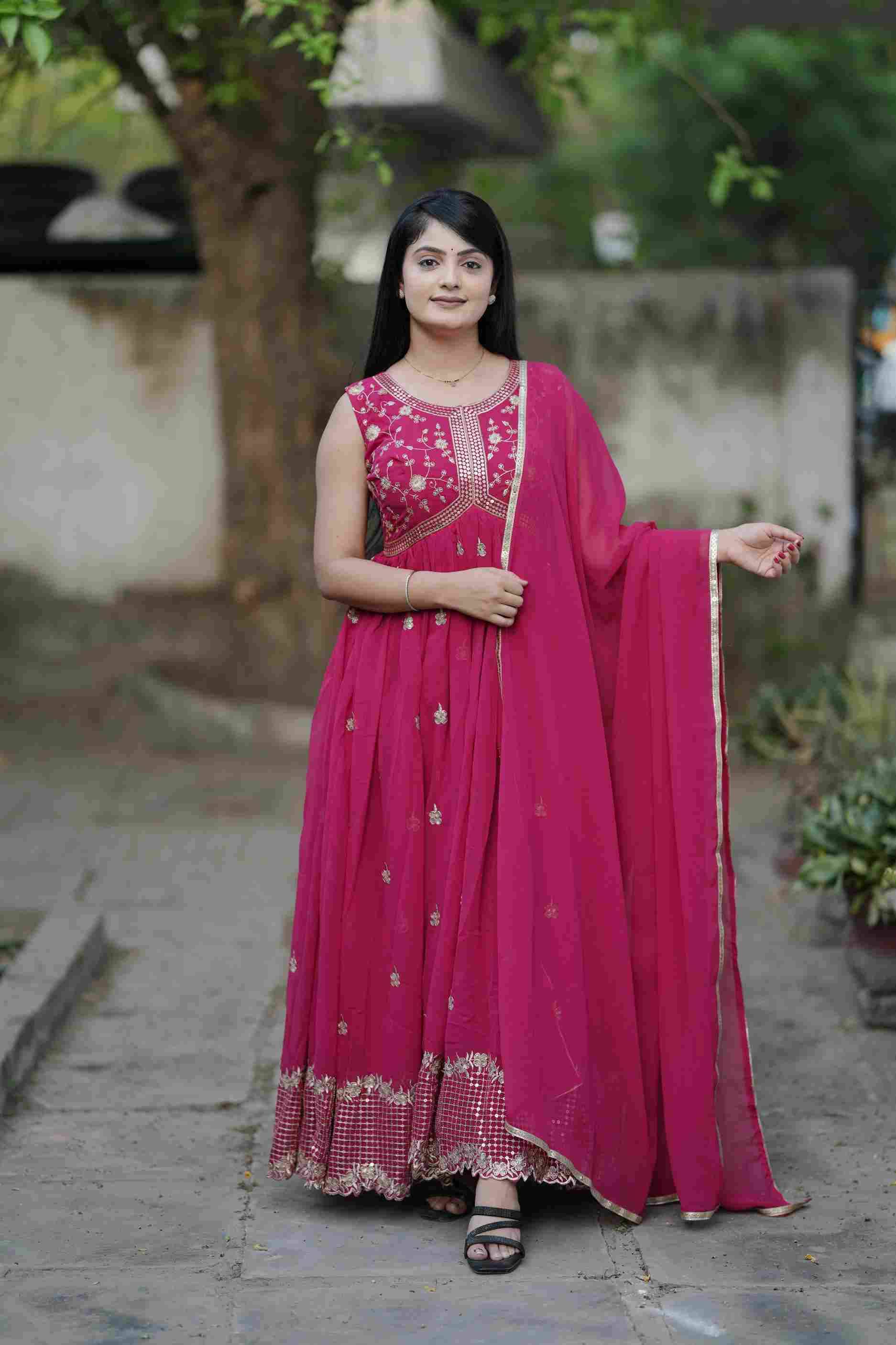 Gr-6042 By Fashid Wholesale 01 To 02 Series Designer Beautiful Collection Occasional Wear & Party Wear Faux Georgette Gowns At Wholesale Price