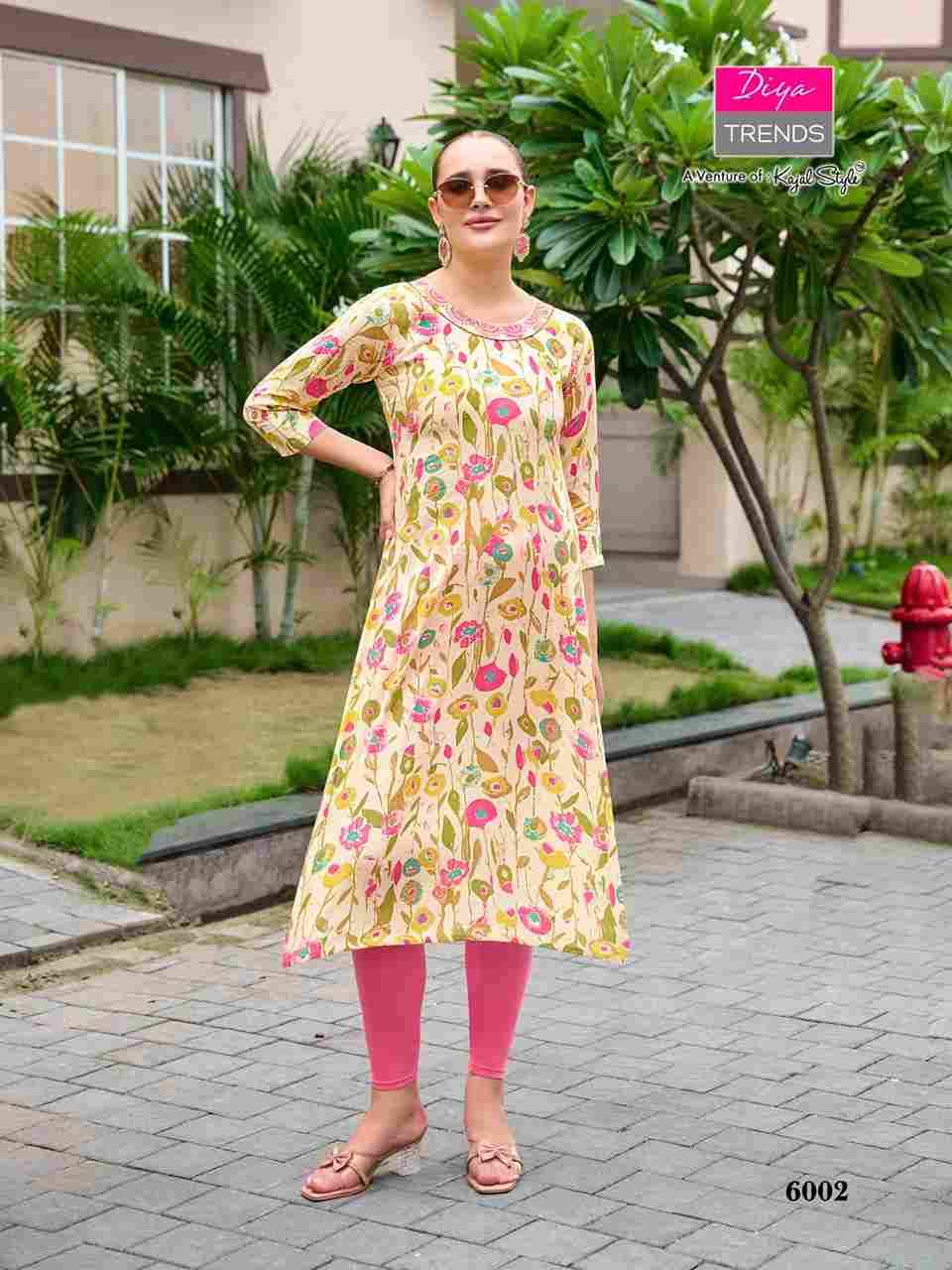 Gardencity Vol-6 By Diya Trends 6001 To 6012 Series Designer Stylish Fancy Colorful Beautiful Party Wear & Ethnic Wear Collection Rayon Print Kurtis At Wholesale Price