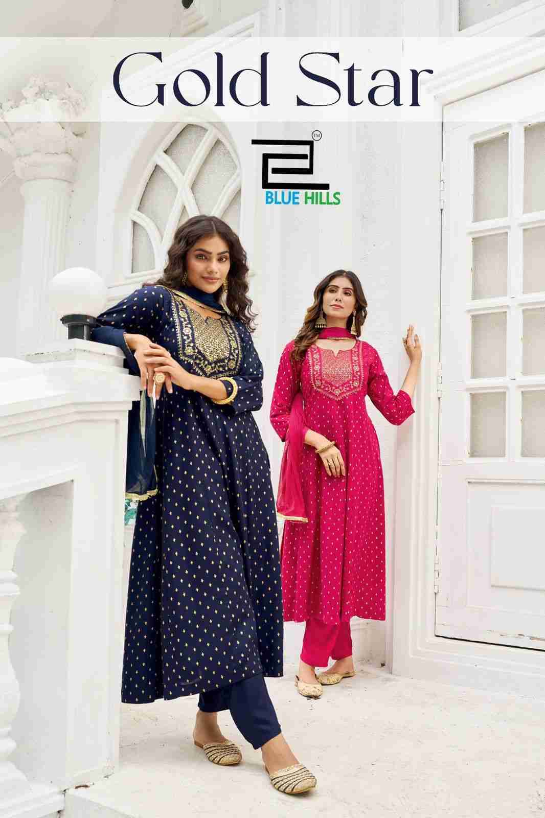 Gold Star By Blue Hills 1001 To 1006 Series Beautiful Festive Suits Colorful Stylish Fancy Casual Wear & Ethnic Wear Rayon Dresses At Wholesale Price