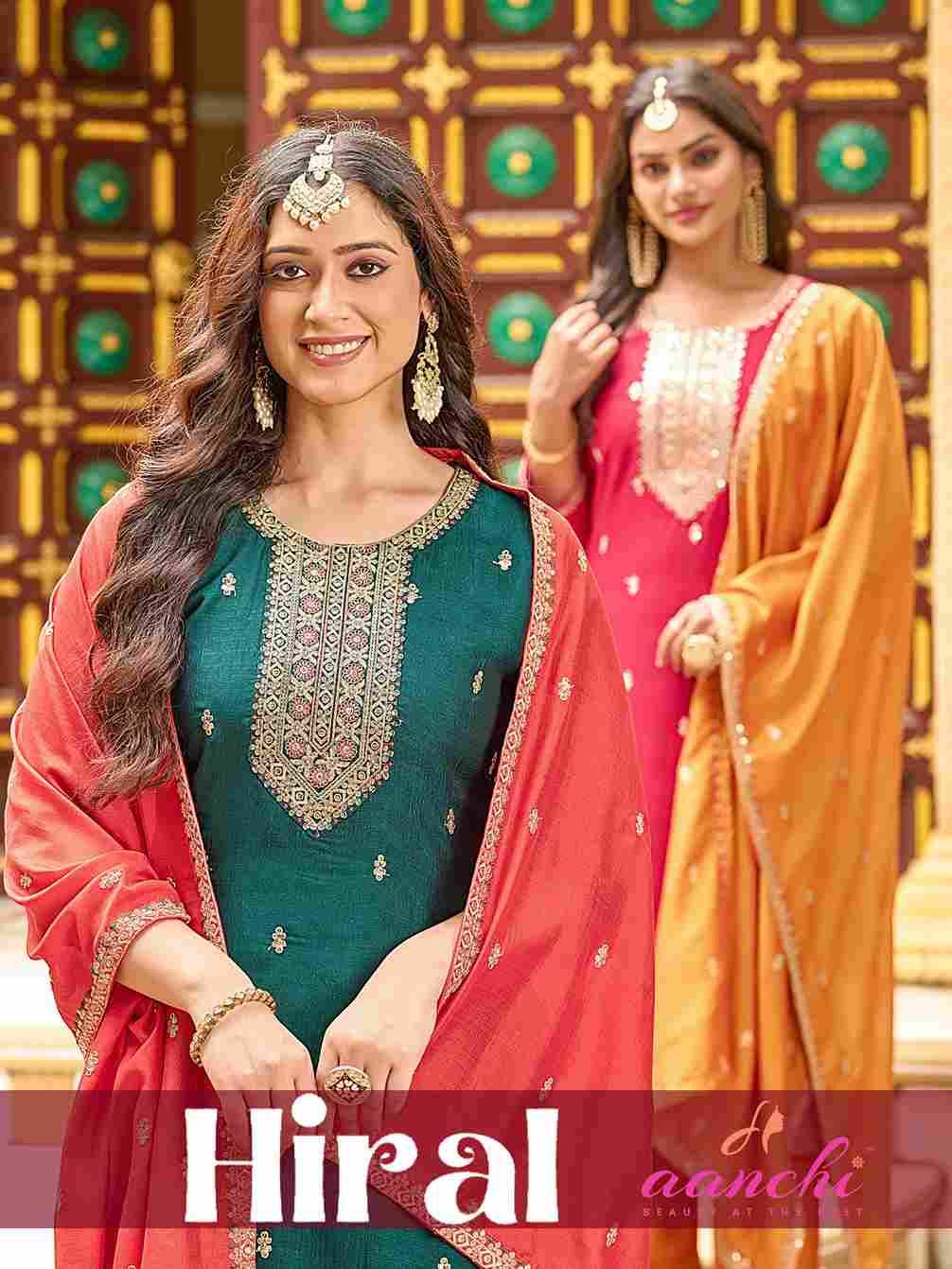 Hiral By Aanchi 101 To 104 Series Beautiful Suits Colorful Stylish Fancy Casual Wear & Ethnic Wear Vichitra Silk Dresses At Wholesale Price