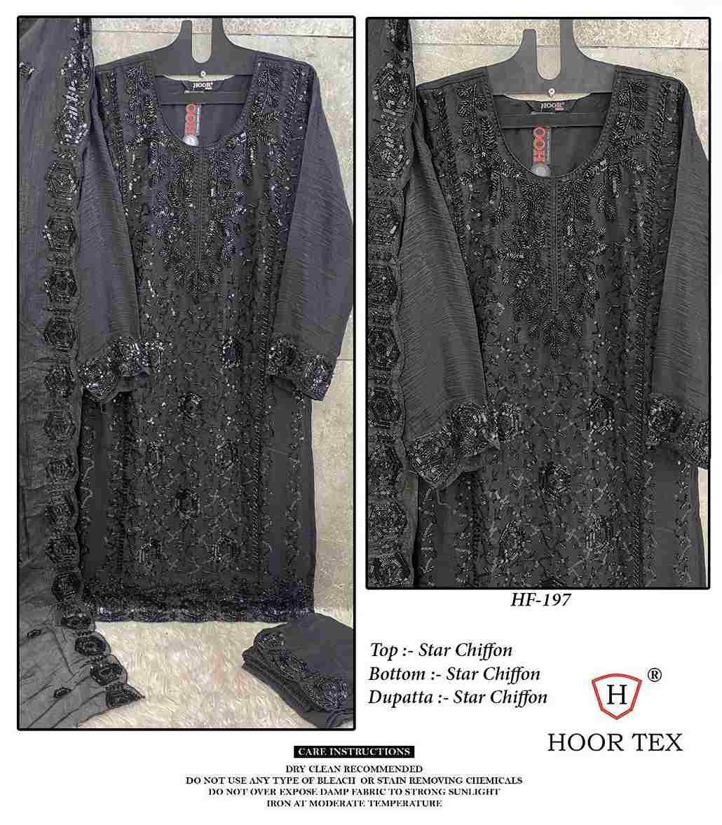 Hoor Tex Hit Design HF-197 By Hoor Tex Designer Festive Pakistani Suits Collection Beautiful Stylish Fancy Colorful Party Wear & Occasional Wear Chiffon Dresses At Wholesale Price
