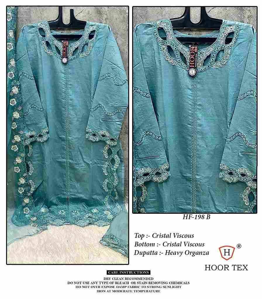 Hoor Tex Hit Design HF-198 Colours By Hoor Tex HF-198-A To HF-198-C Series Designer Festive Pakistani Suits Collection Beautiful Stylish Fancy Colorful Party Wear & Occasional Wear Viscose Dresses At Wholesale Price
