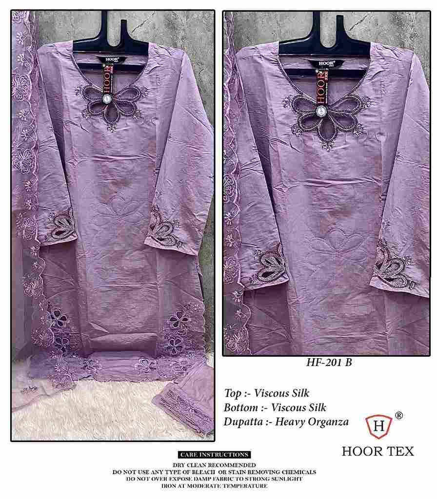 Hoor Tex Hit Design HF-201 Colours By Hoor Tex HF-201-A To HF-201-D Series Designer Festive Pakistani Suits Collection Beautiful Stylish Fancy Colorful Party Wear & Occasional Wear Viscose Silk Dresses At Wholesale Price