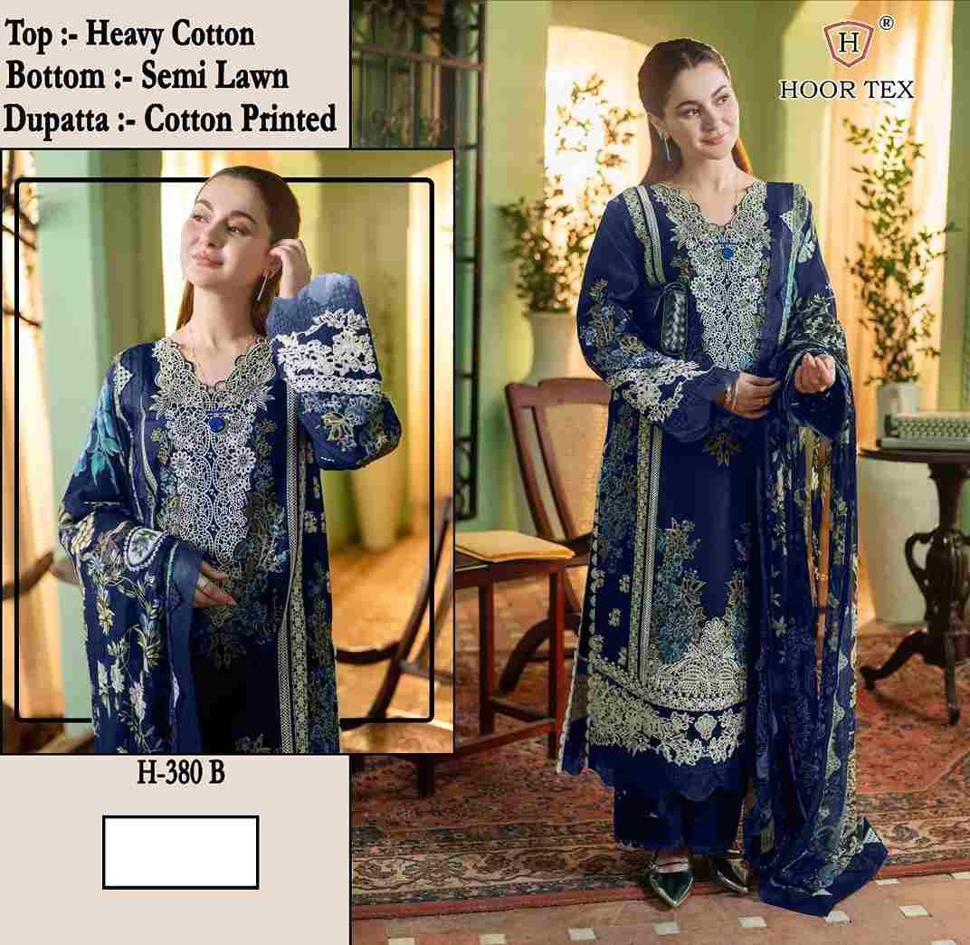 Hoor Tex Hit Design H-380 Colours By Hoor Tex H-380-A To H-380-D Series Designer Festive Pakistani Suits Collection Beautiful Stylish Fancy Colorful Party Wear & Occasional Wear Heavy Cotton With Embroidered Dresses At Wholesale Price