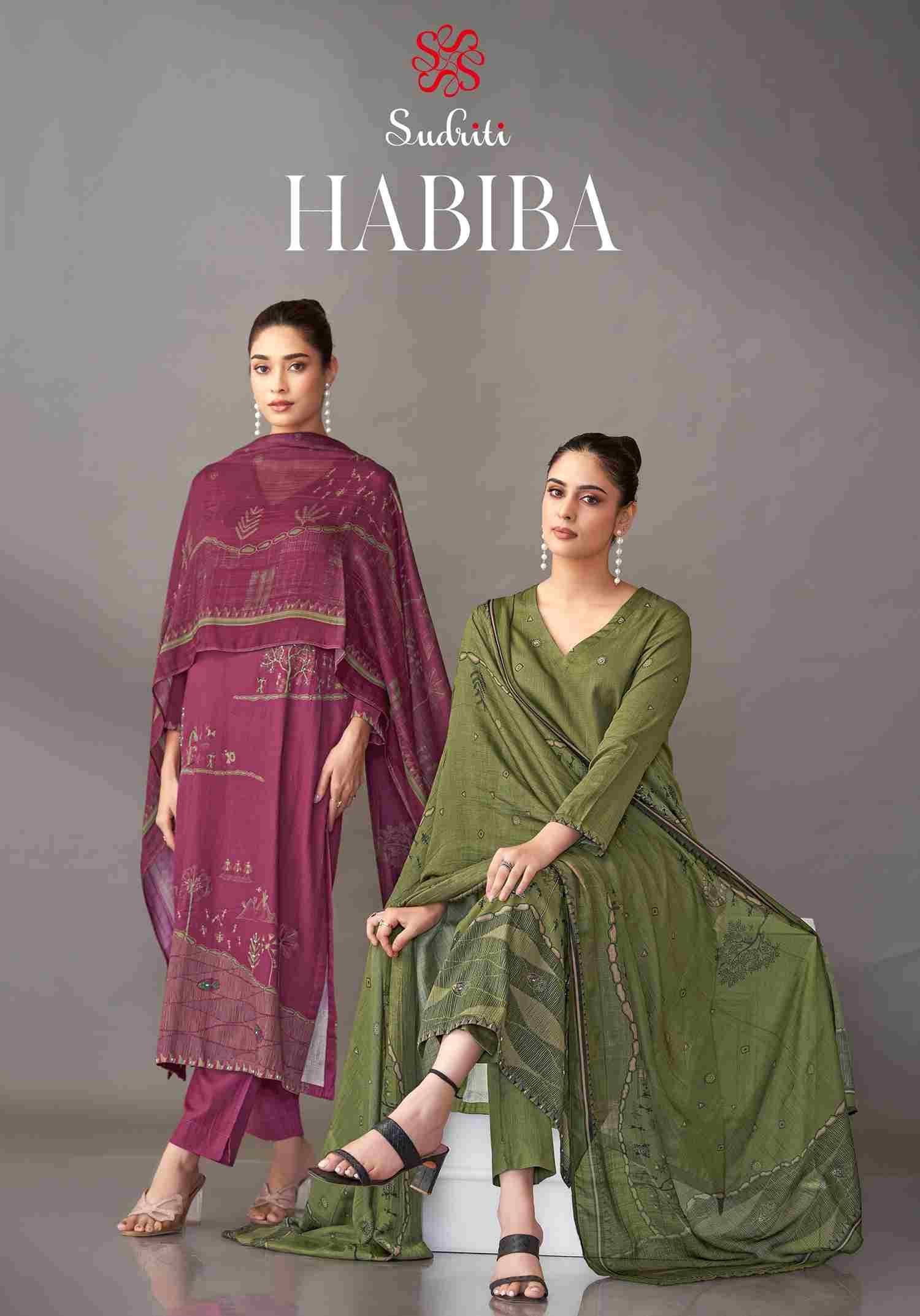 Habiba By Sudriti Beautiful Stylish Festive Suits Fancy Colorful Casual Wear & Ethnic Wear & Ready To Wear Satin Print Dresses At Wholesale Price