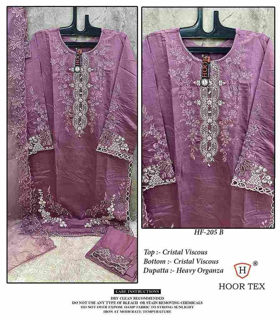 Hoor Tex Hit Design HF-205 Colours By Hoor Tex HF-205-A To HF-205-C Series Designer Festive Pakistani Suits Collection Beautiful Stylish Fancy Colorful Party Wear & Occasional Wear Viscose Dresses At Wholesale Price