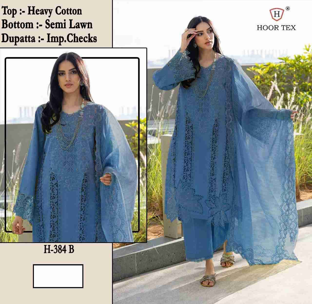 Hoor Tex Hit Design H-384 Colours By Hoor Tex H-384-A To H-384-B Series Designer Festive Pakistani Suits Collection Beautiful Stylish Fancy Colorful Party Wear & Occasional Wear Cotton With Embroidered Dresses At Wholesale Price