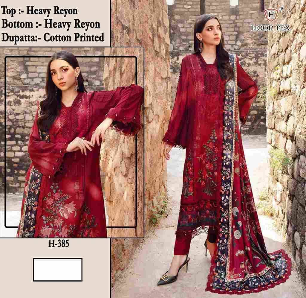 Hoor Tex Hit Design H-385 By Hoor Tex Designer Festive Pakistani Suits Collection Beautiful Stylish Fancy Colorful Party Wear & Occasional Wear Rayon With Embroidered Dresses At Wholesale Price