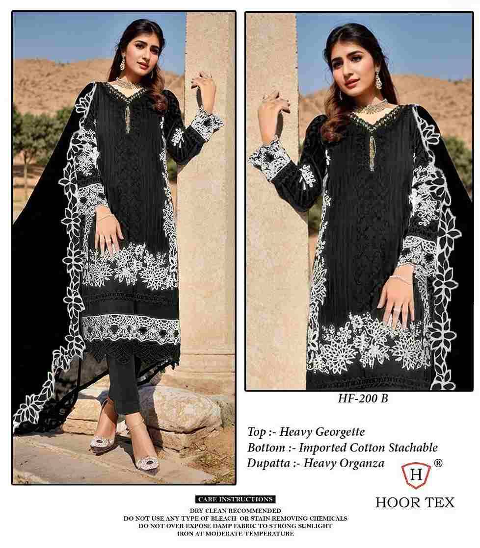 Hoor Tex Hit Design HF-200 Colours By Hoor Tex HF-200-A To HF-200-B Series Designer Festive Pakistani Suits Collection Beautiful Stylish Fancy Colorful Party Wear & Occasional Wear Heavy Georgette Dresses At Wholesale Price