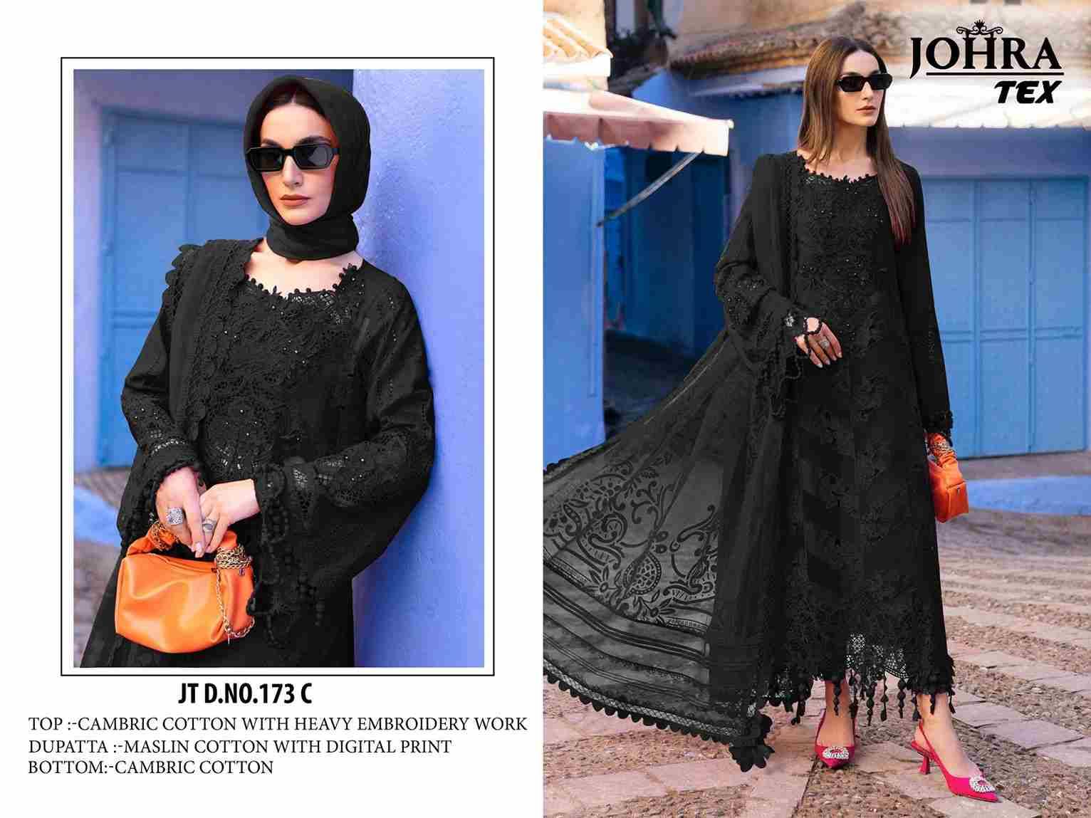 Johra Hit Design 173 Colours By Johra Tex 173-B To 173-C Series Beautiful Pakistani Suits Colorful Stylish Fancy Casual Wear & Ethnic Wear Cambric Cotton Embroidered Dresses At Wholesale Price