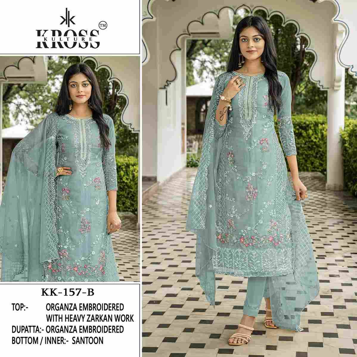 Kross Kulture Hit Design 157 Colours By Kross Kulture 157-A To 157-D Series Beautiful Pakistani Suits Colorful Stylish Fancy Casual Wear & Ethnic Wear Organza With Embroidered Dresses At Wholesale Price