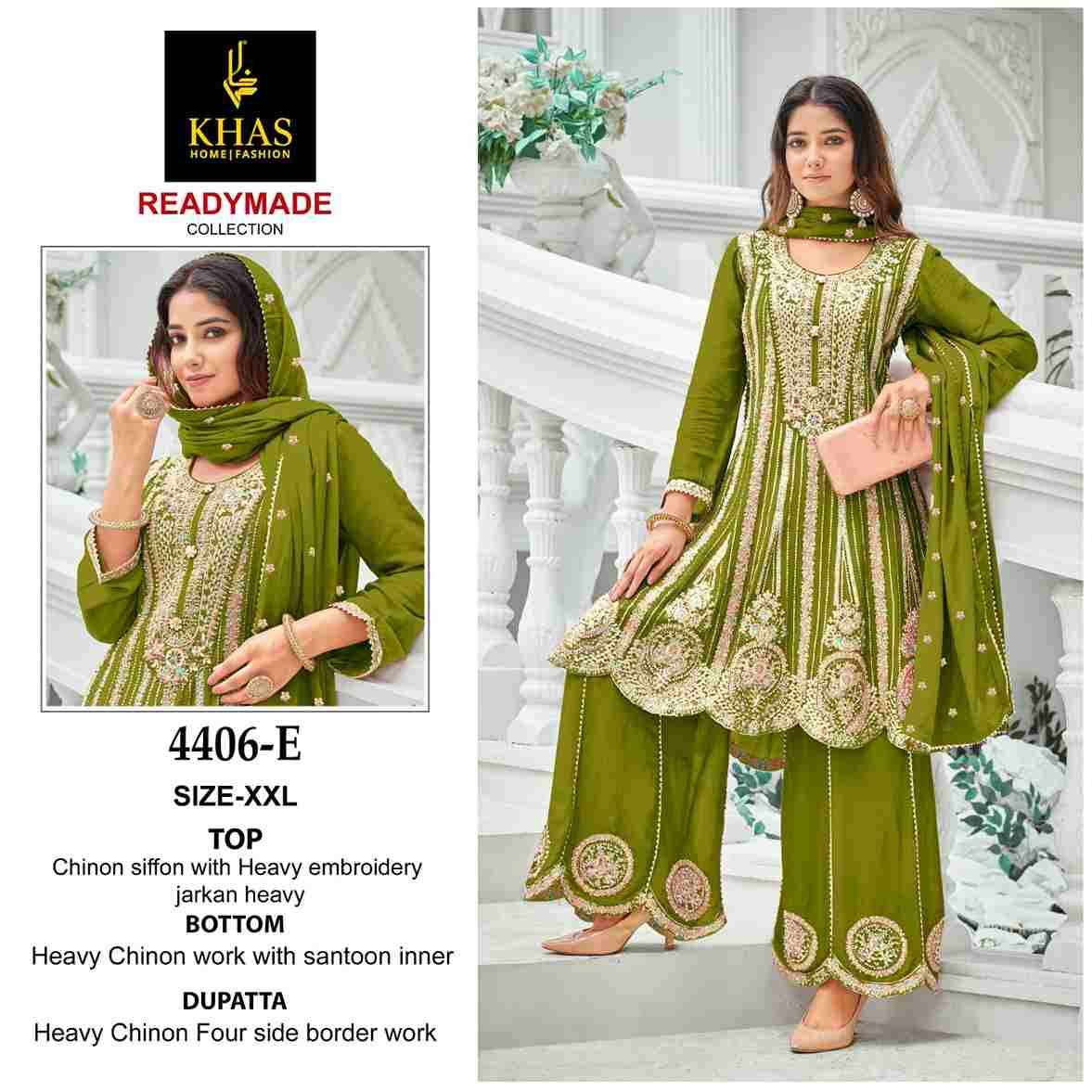Khas 4406 Colours Vol-2 By Khas 4406-D To 4406-F Series Beautiful Pakistani Suits Colorful Stylish Fancy Casual Wear & Ethnic Wear Chinnon Chiffon Embroidered Dresses At Wholesale Price