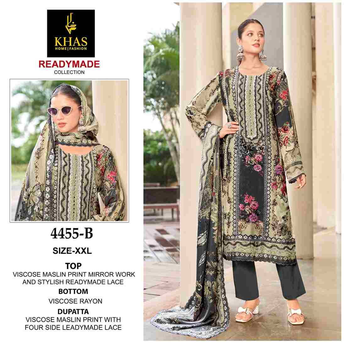 Khas 4455 Colours By Khas 4455-A To 4455-C Series Beautiful Pakistani Suits Colorful Stylish Fancy Casual Wear & Ethnic Wear Viscose Muslin Dresses At Wholesale Price