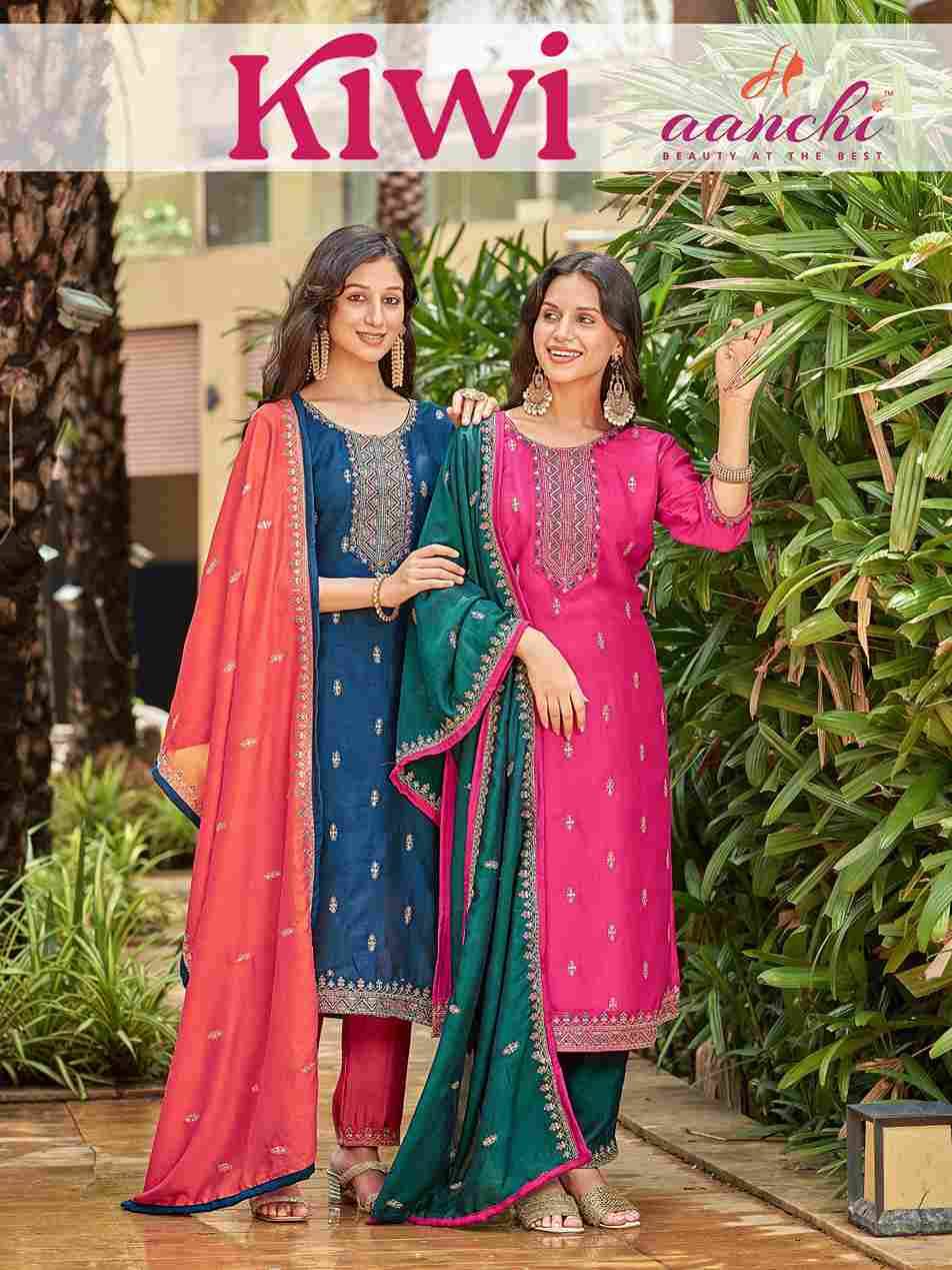 Kiwi By Aanchi 101 To 104 Series Beautiful Suits Colorful Stylish Fancy Casual Wear & Ethnic Wear Vichitra Silk Dresses At Wholesale Price