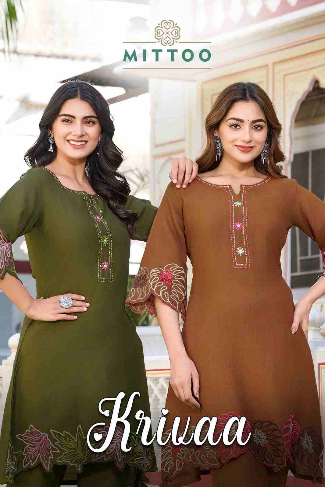 Krivaa By Mittoo 2001 To 2006 Series Designer Stylish Fancy Colorful Beautiful Party Wear & Ethnic Wear Collection Viscose Kurtis With Bottom At Wholesale Price