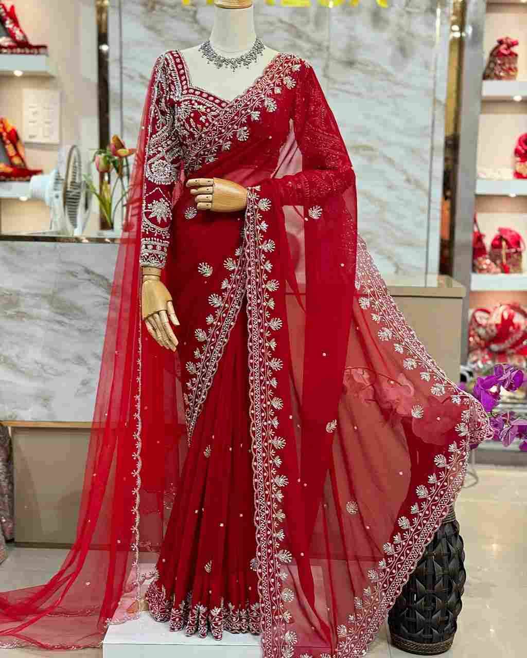 K-601 By Fashid Wholesale Indian Traditional Wear Collection Beautiful Stylish Fancy Colorful Party Wear & Occasional Wear Faux Georgette Sarees At Wholesale Price