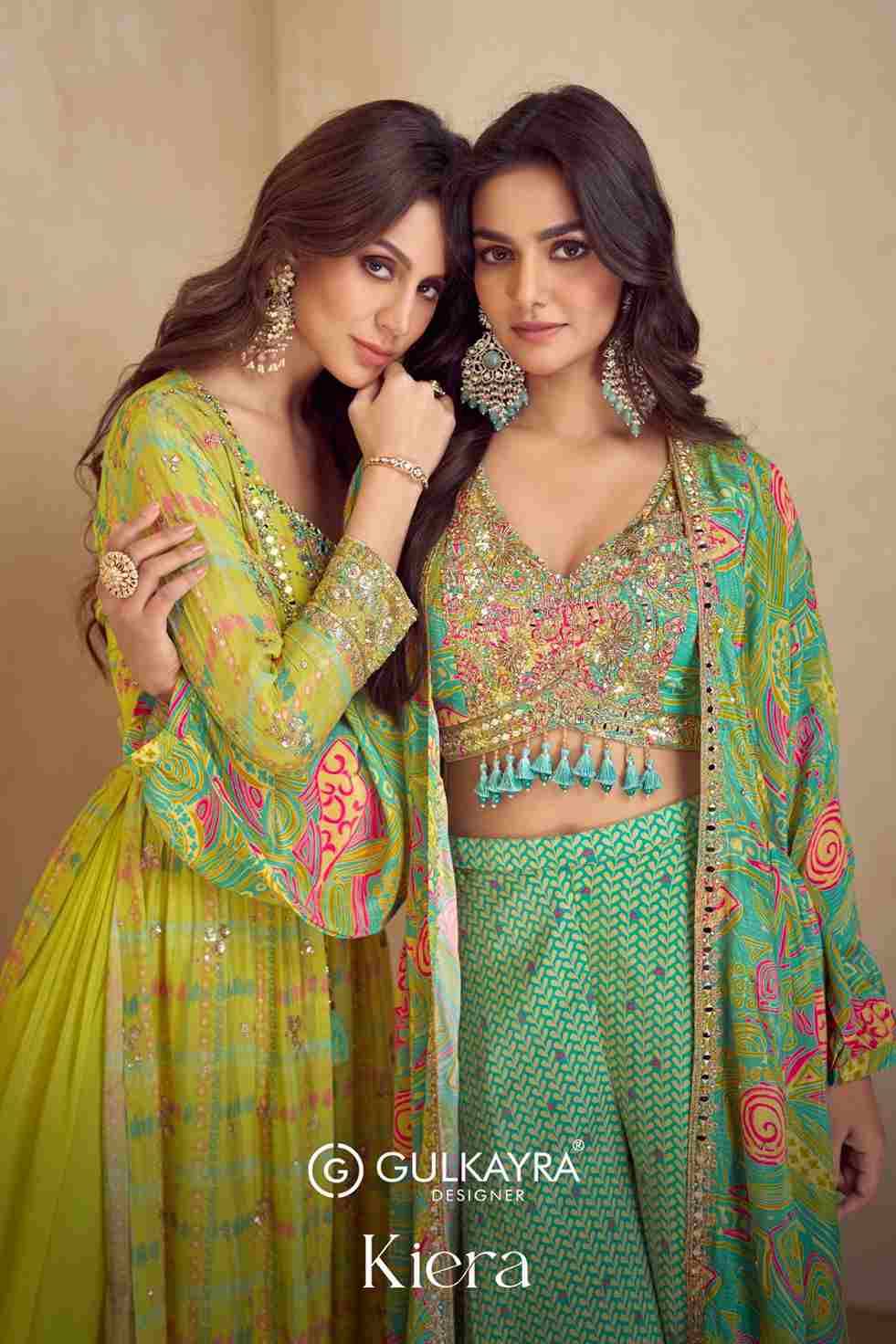 Kiera By Gulkayra Designer 7520 To 7523 Series Designer Stylish Fancy Colorful Beautiful Party Wear & Ethnic Wear Collection Chinnon Silk Crop Tops With Bottom At Wholesale Price