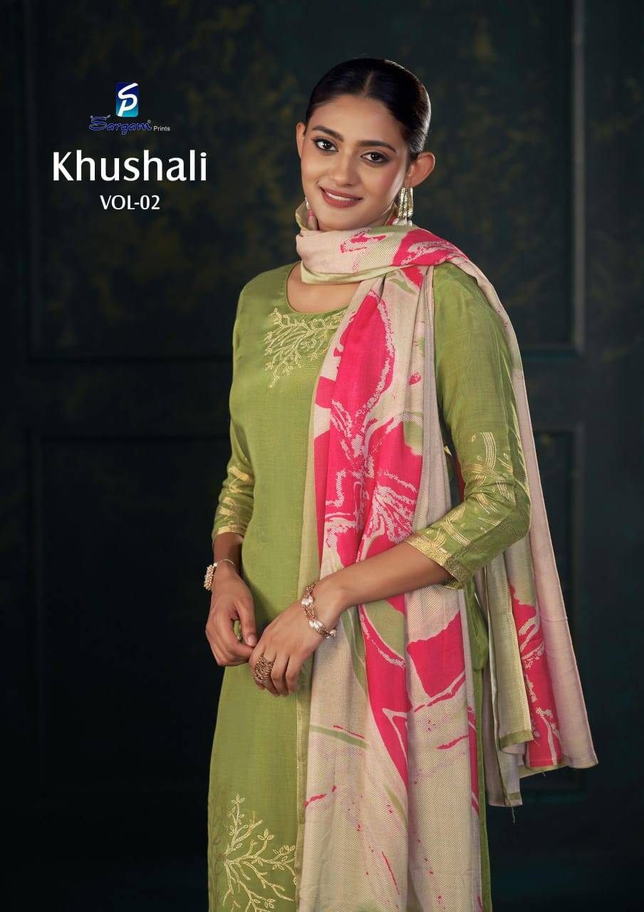 Khushali Vol-2 By Sargam Prints 2706-A To 2706-D Series Beautiful Festive Suits Stylish Fancy Colorful Casual Wear & Ethnic Wear Pure Bemberg Muslin Jacquard Print Dresses At Wholesale Price