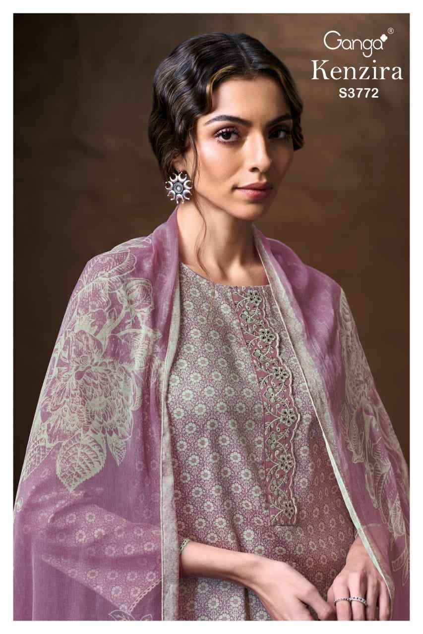 Kenzira-3772 By Ganga Fashion 3772-A To 3772-D Series Beautiful Festive Suits Colorful Stylish Fancy Casual Wear & Ethnic Wear Pure Cotton Satin Dresses At Wholesale Price