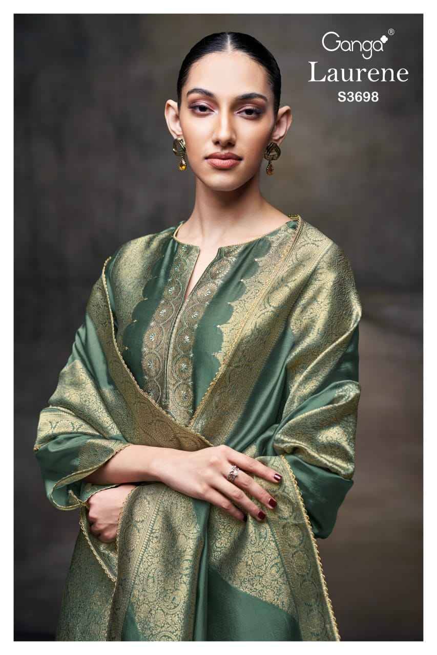 Laurene-3698 By Ganga Fashion 3698-A To 3698-D Series Beautiful Festive Suits Colorful Stylish Fancy Casual Wear & Ethnic Wear Pure Viscose Silk Jacquard Dresses At Wholesale Price