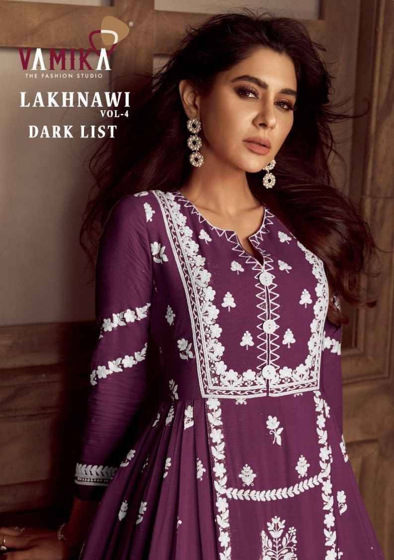 Lakhnavi Vol-4 Dark List By Vamika 1023-P To 1023-T Series Beautiful Stylish Sharara Suits Fancy Colorful Casual Wear & Ethnic Wear & Ready To Wear Pure Rayon Printed Dresses At Wholesale Price