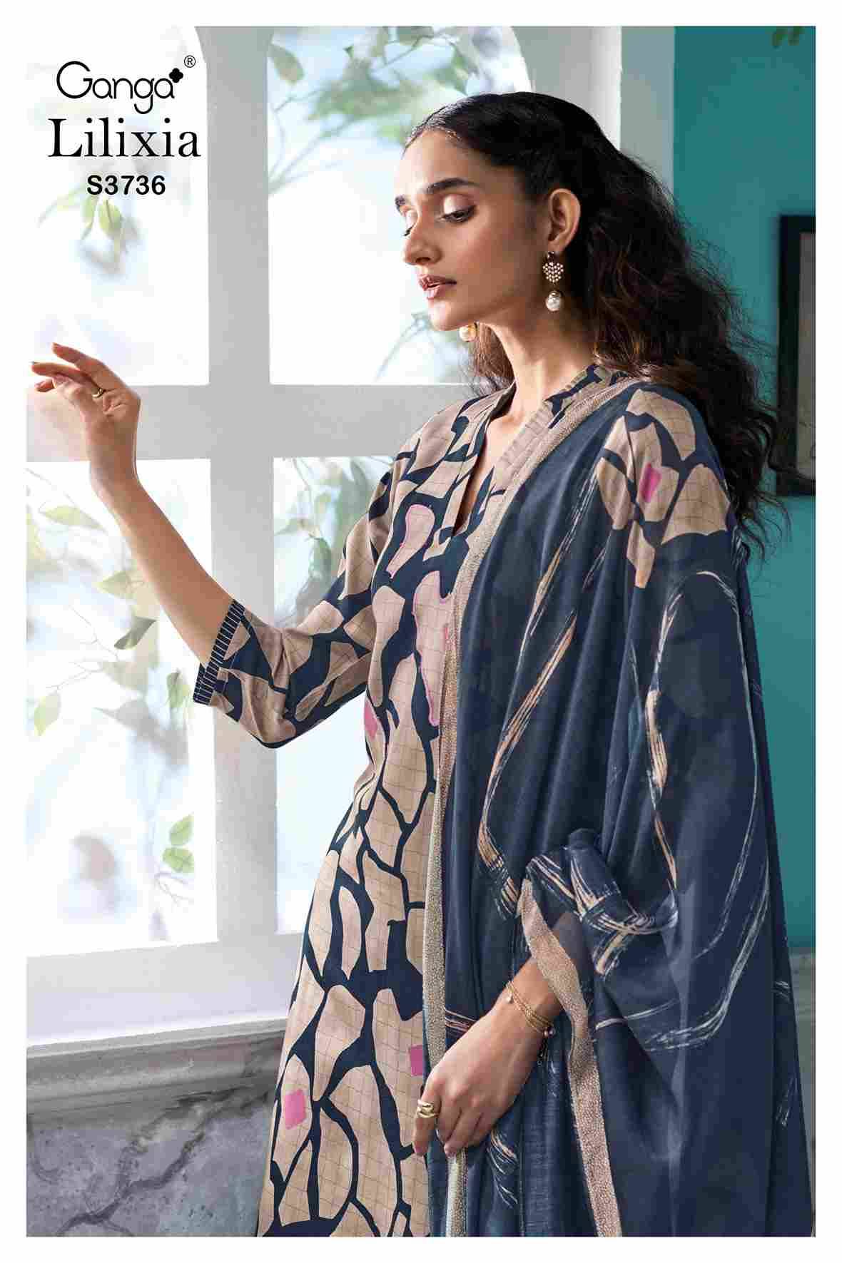 Lilixia-3736 By Ganga Fashion 3736-A To 3736-C Series Beautiful Festive Suits Colorful Stylish Fancy Casual Wear & Ethnic Wear Pure Cotton Satin Dresses At Wholesale Price