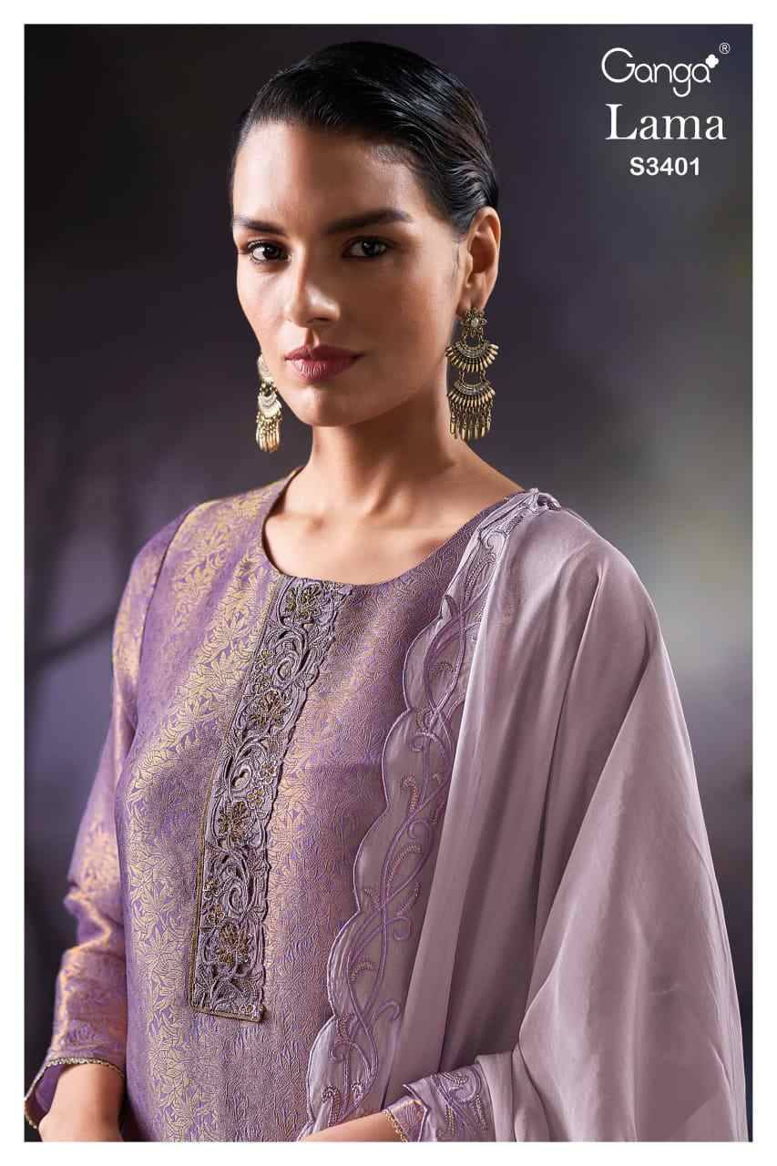 Lama-3401 By Ganga Fashion 3401-A To 3401-B Series Beautiful Festive Suits Colorful Stylish Fancy Casual Wear & Ethnic Wear Pure Bemberg Silk Dresses At Wholesale Price