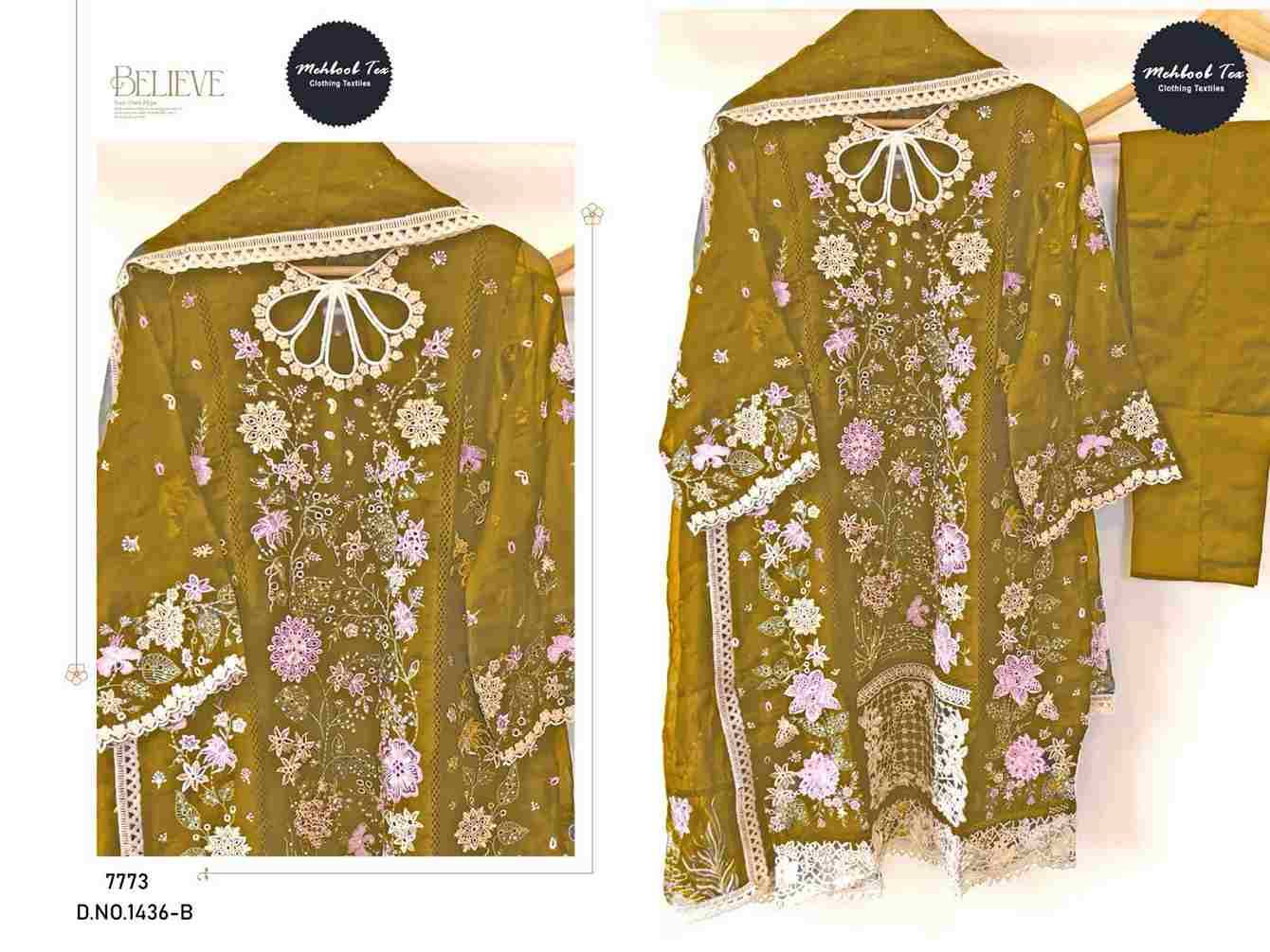 Mehboob Hit Design 1436 Colours By Mehboob Tex 1436-A To 1436-D Series Beautiful Winter Collection Pakistani Suits Stylish Fancy Colorful Casual Wear & Ethnic Wear Organza Embroidery Dresses At Wholesale Price