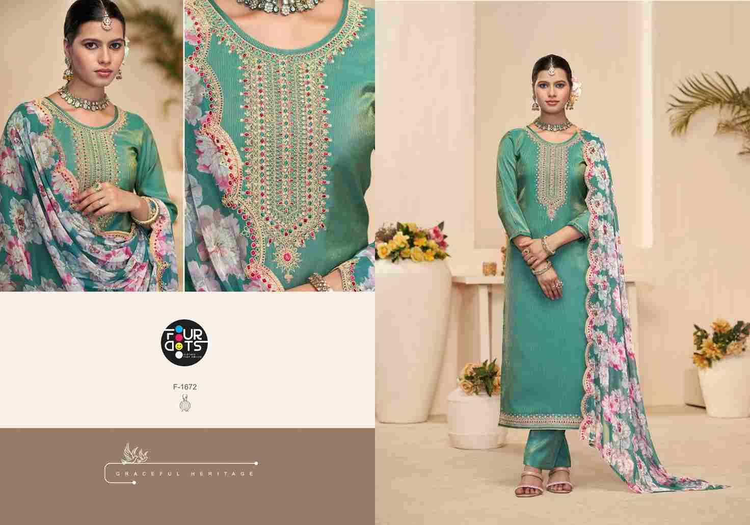 Mouni By Four Dots 1671 To 1674 Series Designer Stylish Fancy Colorful Beautiful Party Wear & Ethnic Wear Collection Premium Simmer Dresses At Wholesale Price
