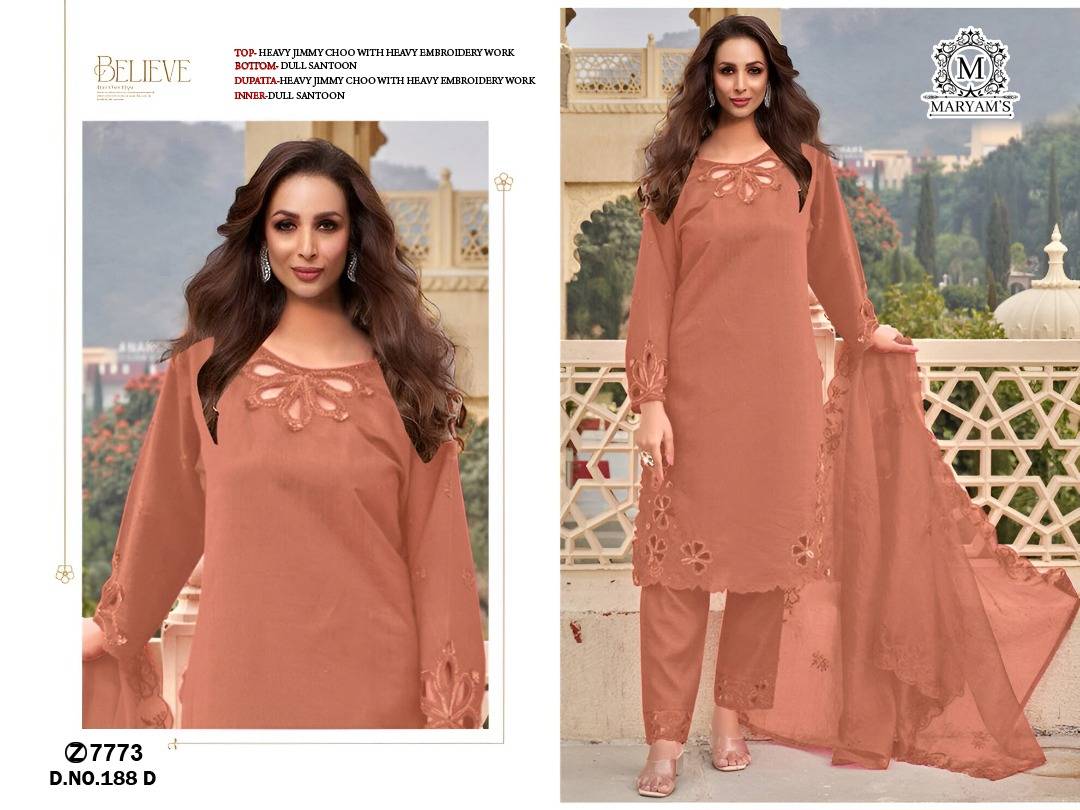 Maryams 188 Colours Kl By Maryams 188-A To 188-D Series Pakistani Suits Beautiful Fancy Colorful Stylish Party Wear & Occasional Wear Heavy Jimmy Choo Embroidery Dresses At Wholesale Price