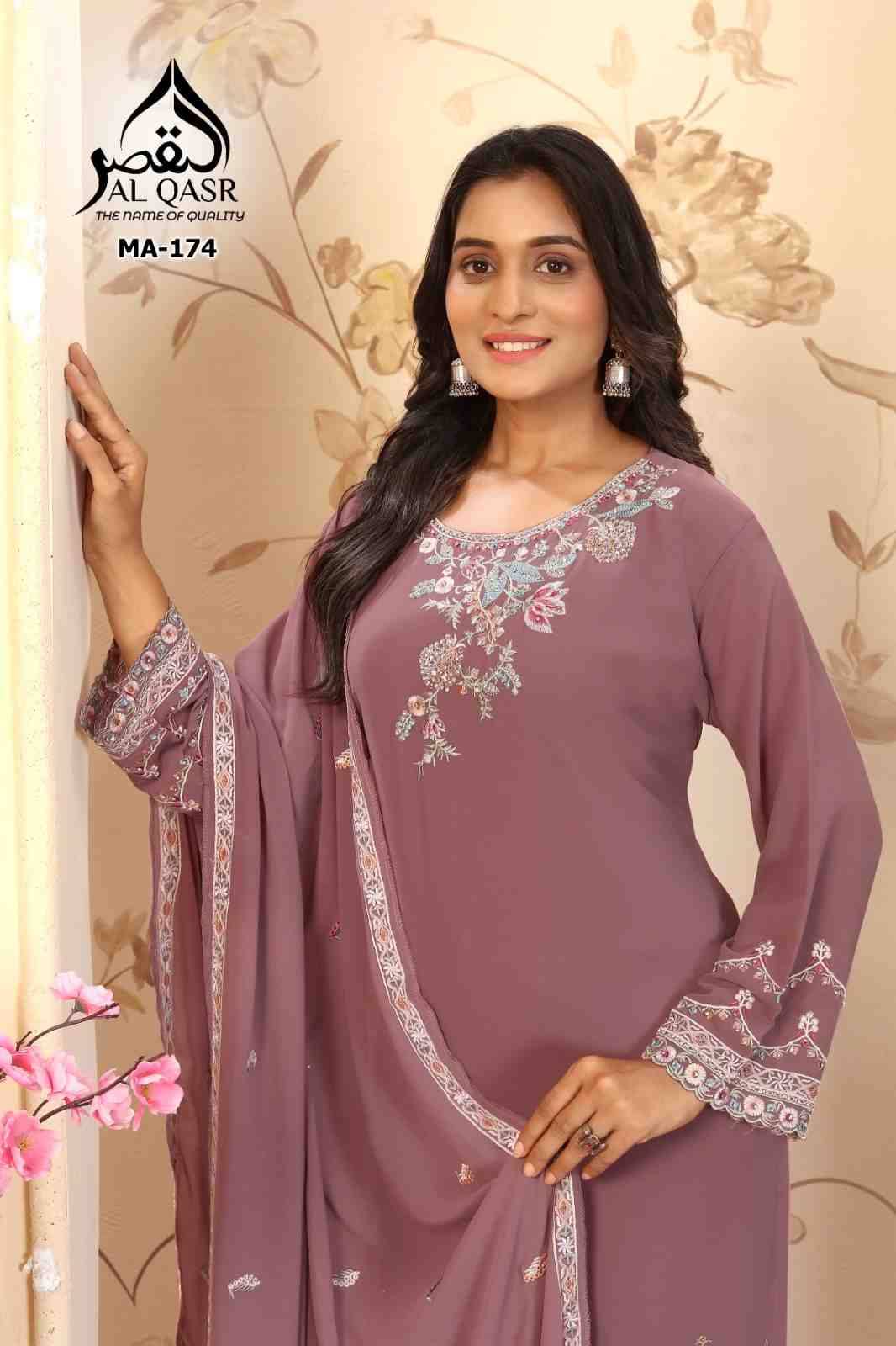 MA-174 Colours By Al Qasr 174-A To 174-D Series Beautiful Pakistani Suits Colorful Stylish Fancy Casual Wear & Ethnic Wear Faux Georgette Dresses At Wholesale Price