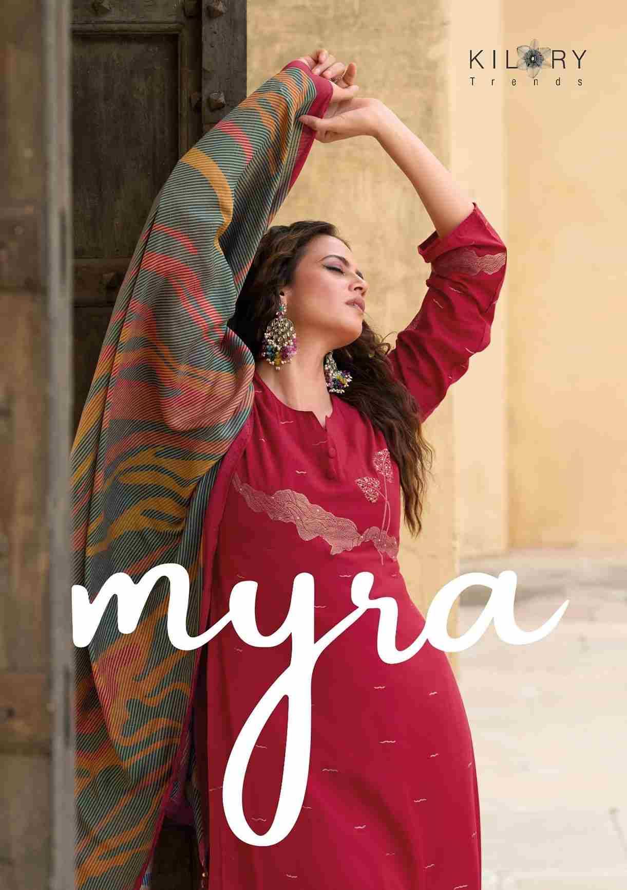 Myra By Kilory 1721 To 1724 Series Beautiful Festive Suits Colorful Stylish Fancy Casual Wear & Ethnic Wear Pure Muslin Jacquard Silk Dresses At Wholesale Price