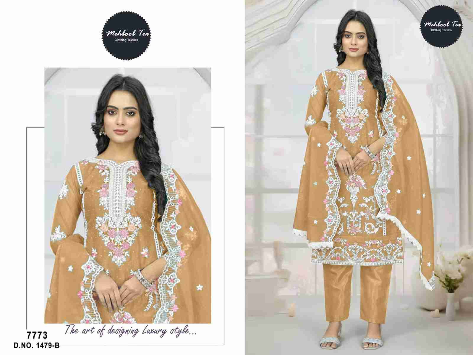 Mehboob Tex Hit Design 1479 Colours By Mehboob Tex 1479-A To 1479-D Series Beautiful Pakistani Suits Stylish Fancy Colorful Party Wear & Occasional Wear Organza Dresses At Wholesale Price