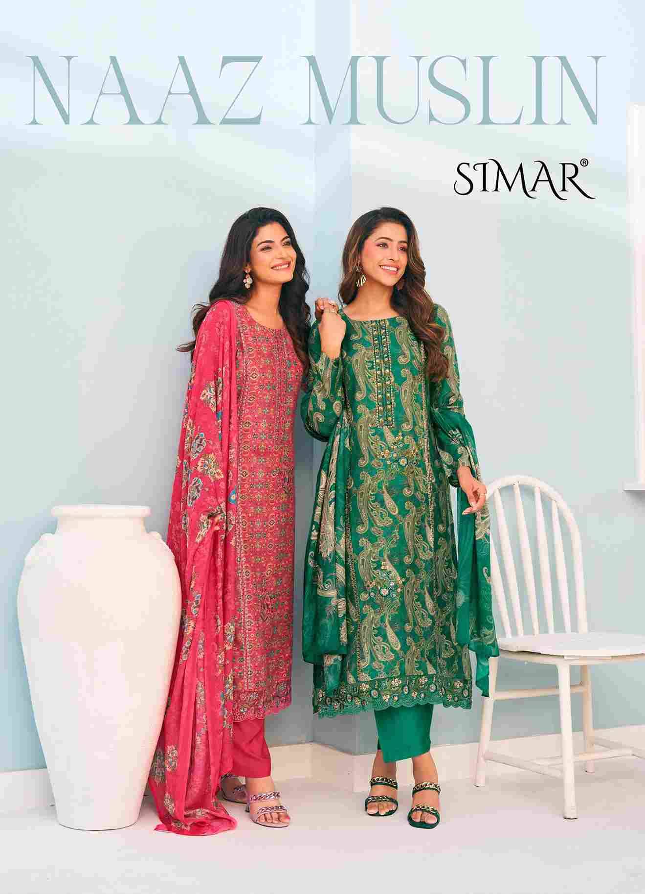 Naaz Muslin By Simar 13041 To 13045 Series Designer Festive Suits Beautiful Stylish Fancy Colorful Party Wear & Occasional Wear Pure Viscose Muslin Dresses At Wholesale Price