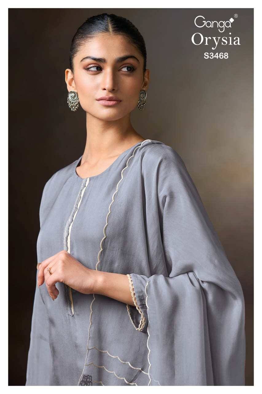 Orysia-3468 By Ganga Fashion 3468-A To 3468-B Series Beautiful Festive Suits Colorful Stylish Fancy Casual Wear & Ethnic Wear Pure Organza Silk Dresses At Wholesale Price
