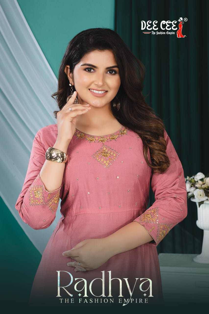 Radhya By Dee Cee 101 To 106 Series Designer Stylish Fancy Colorful Beautiful Party Wear & Ethnic Wear Collection Roman Silk Kurtis At Wholesale Price